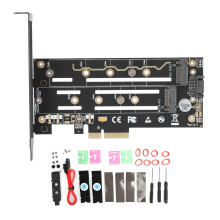 PCIe X4M.2NVMe og SATA-adapter med integreret kølesystem, understøttelse af dobbelt drev til forbedret databehandling og systemudvidelse