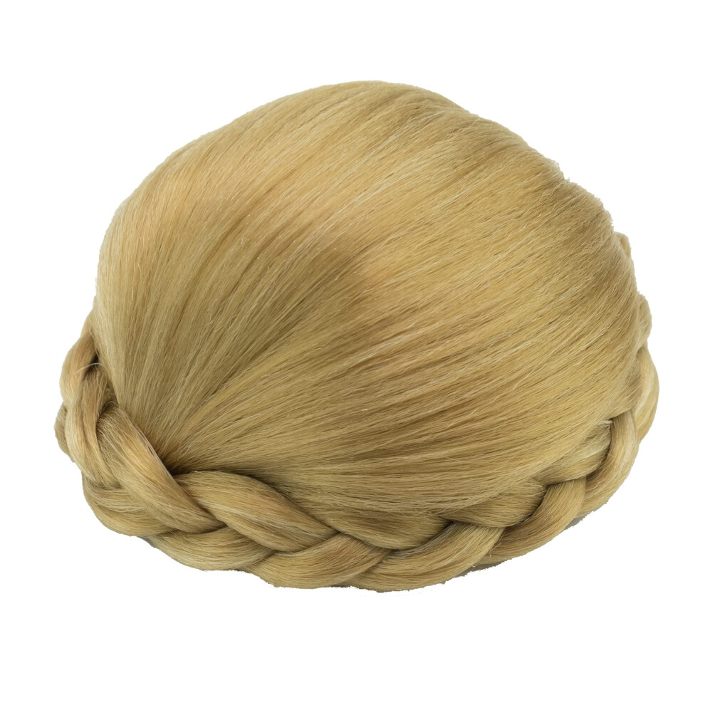 Unisex Ash Blonde Chignon Hairpiece Synthetic Hair Bun Extension With Clips For Wedding Updo