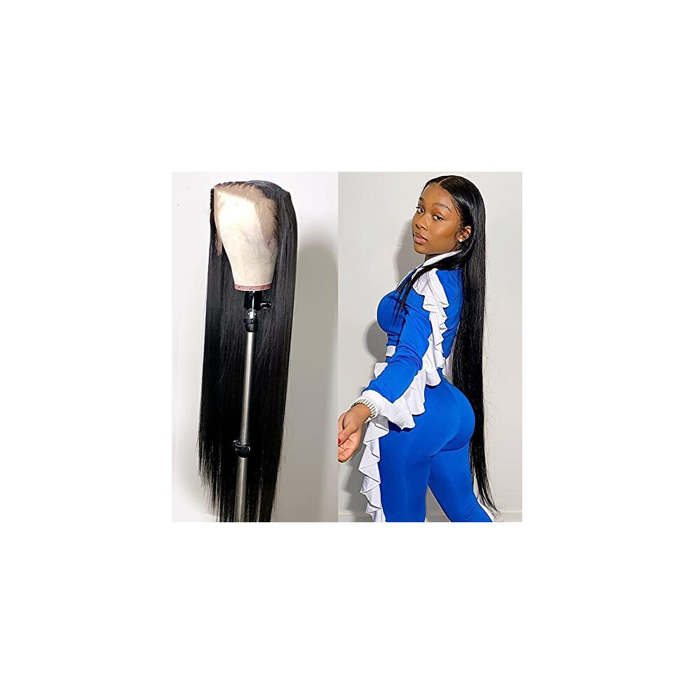 32 Inch Brazilian Human Hair Lace Front Wig Pre Plucked Wet and Wavy for Black Women