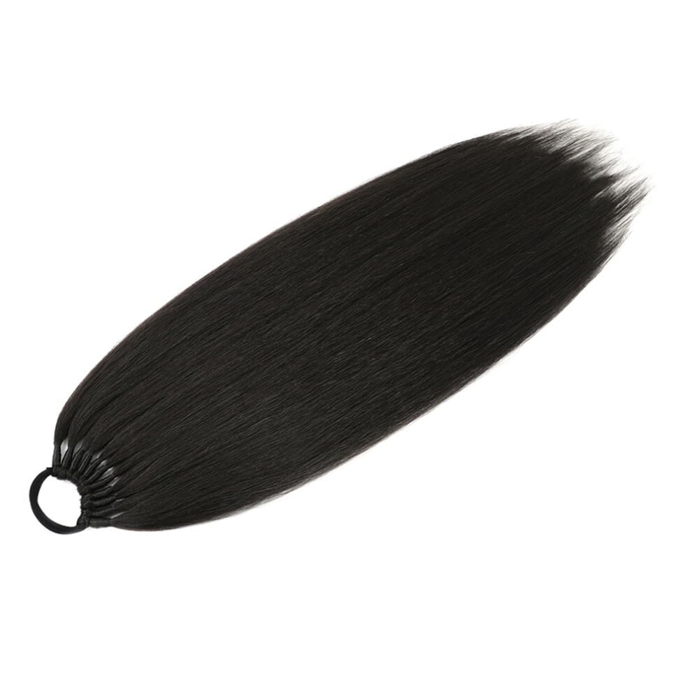 Synthetic Hair Extensions 24 Inch Wrap Around Ponytail, Heat Resistant Crochet Braiding Hair #1B