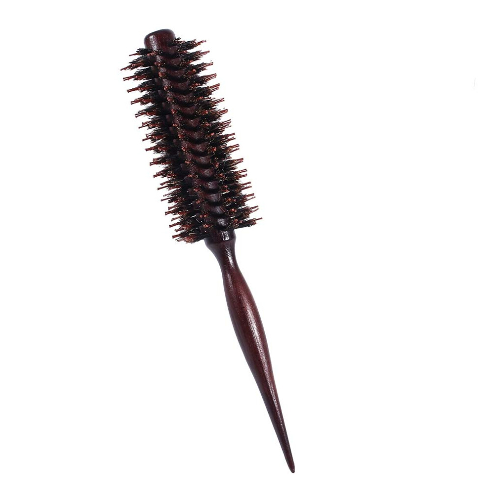 Boar Bristle Round Brush for Blow Drying, Wooden Handle Salon Styling Brush Adds Volume and Shine