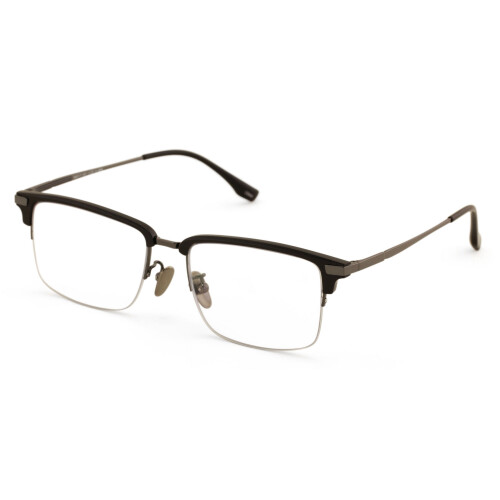 Men Aluminum Optical Frame Rectangular Reading Glasses with Titanium Temple Half Rimless144MM Ti04 +3.50 1
