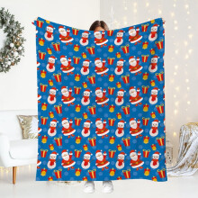 Couverture de Noël avec un joli motif de dessin animé, en polaire ultra douce et chaude, idéale pour les fêtes et les anniversaires, utilisable