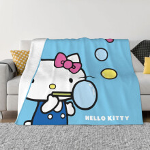 Couverture Hello Kitty en flanelle polaire, jeté de lit ultra doux, confortable et chaud pour canapé, salon et chambre - 152 x 127 cm