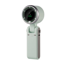 Handhållen fläkt, 3600mAh USB-laddningsbar, 180 hopfällbar, 5 hastigheter, digital display, ultratyst, fickstorlek, med rem för nacken