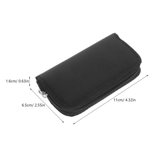 Foxnovo 22-Slots SD CF Micro SD Memory Holder Pouch Case Zippered Storage Bag Protector (Black) 2