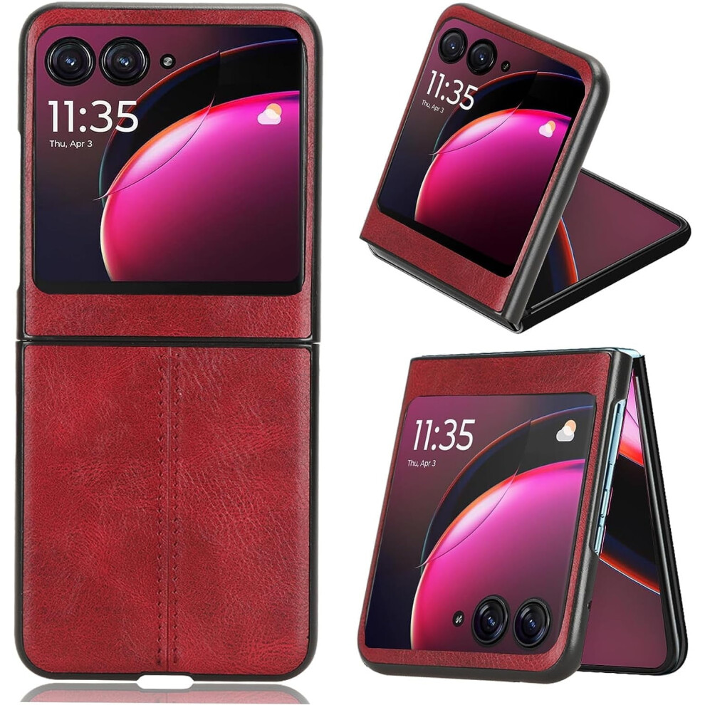 Compatible With Motorola Razr Plus 2023 & Razr 40 Ultra, Clear Shockproof Electroplated Case, Red 9773935042261