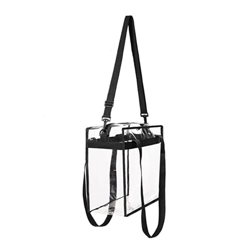 Extra Large Clear Cosmetic Makeup Bag, Transparent Tote Shoulder Bag , Clear Toiletry Carry Pouch Makeup Artist Bag Diaper Handbag ShouldeBag (Black)