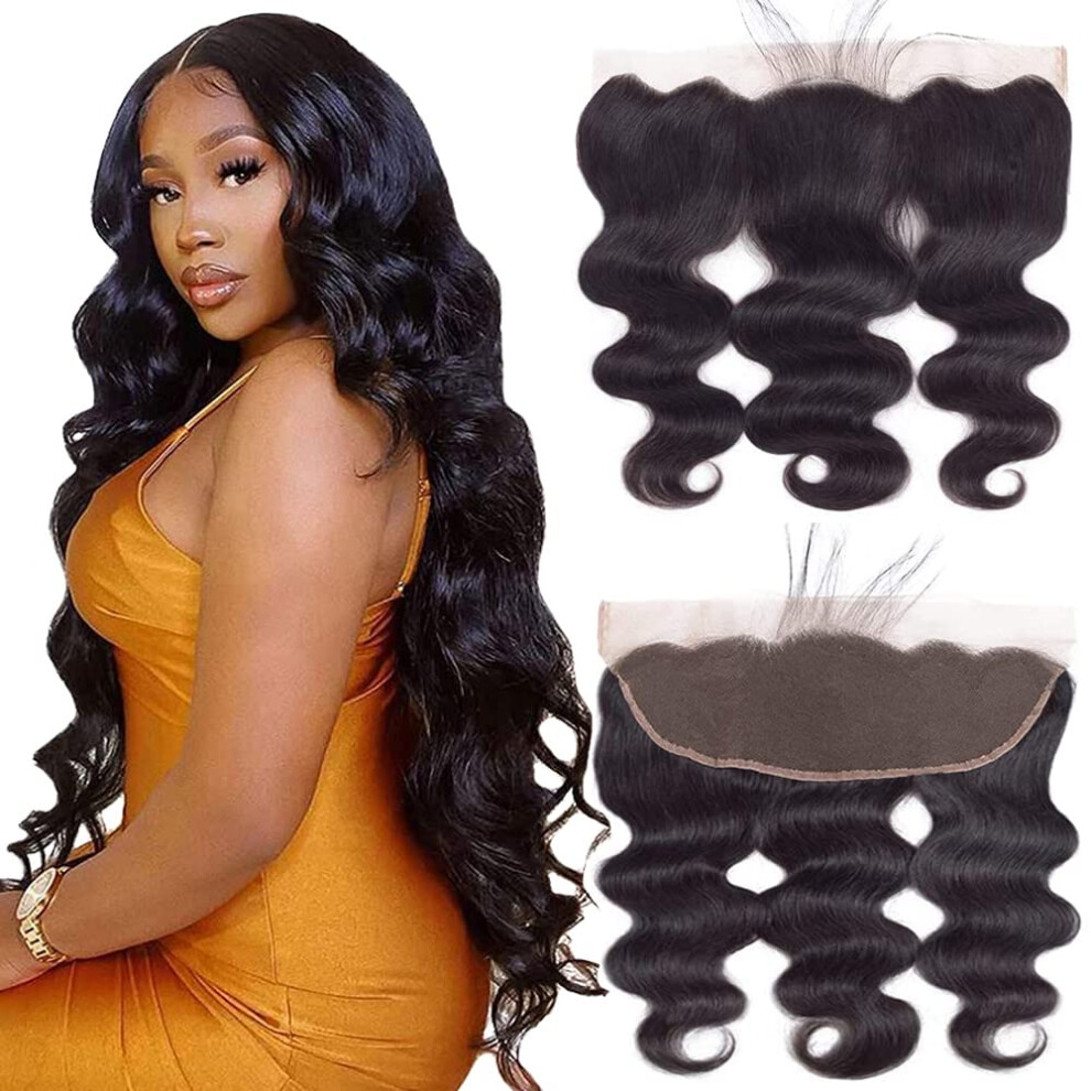 Unisex Brazilian Human Hair Lace Frontal Body Wave 13X4 Swiss Transparent Pre Plucked 20 Inch