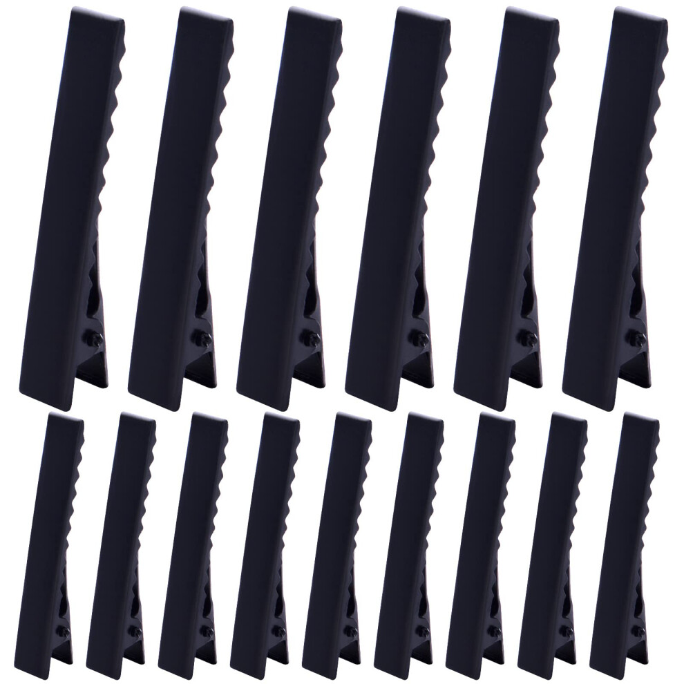 100pcs Black Metal Alligator Hair Clips Flat  with Teeth for Hair Styling and DIY Crafts