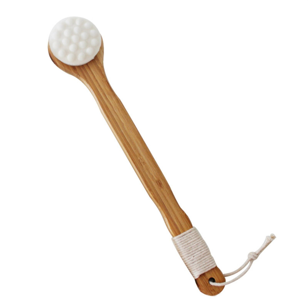 Dry Body Brush with Natural Soft Bristles for Gentle Skin Exfoliation and Handheld Bath Use