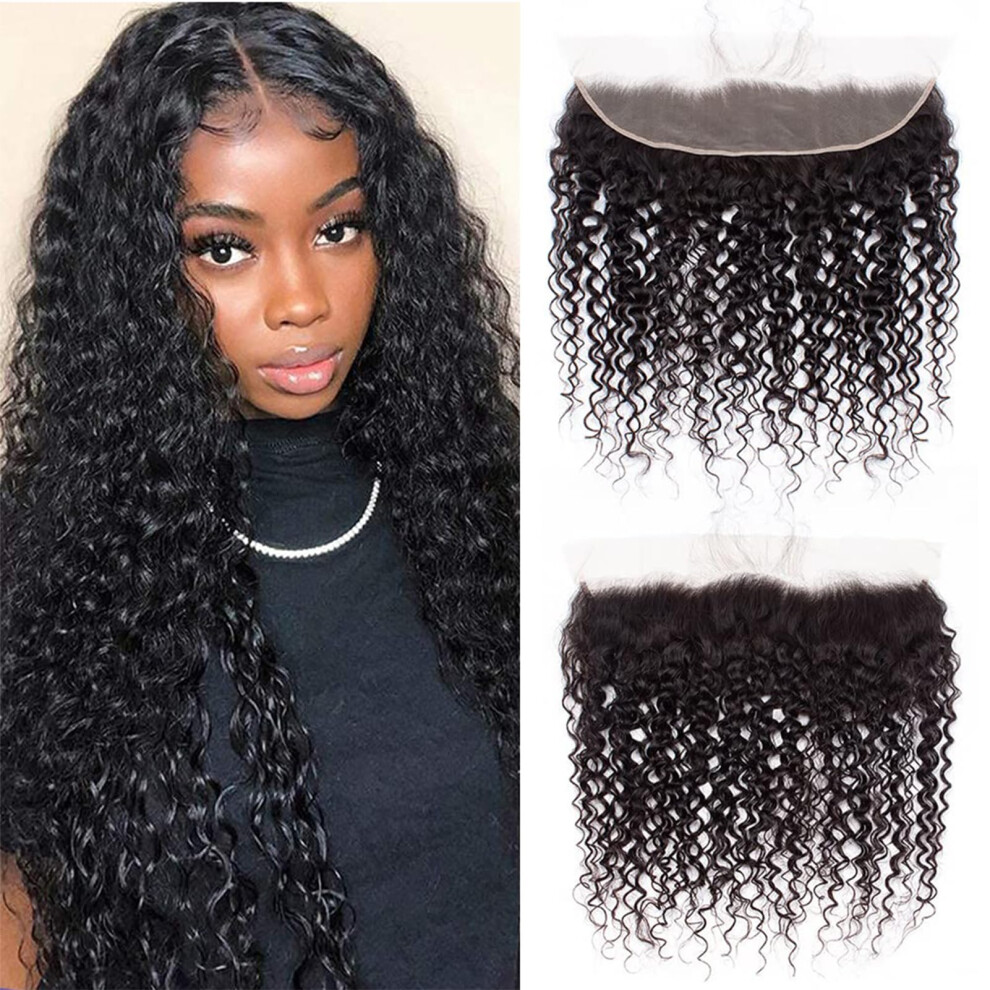 Unisex 22 Inch Brazilian Curly Lace Frontal Closure 13X4 Pre Plucked Virgin Human Hair With Baby Hair