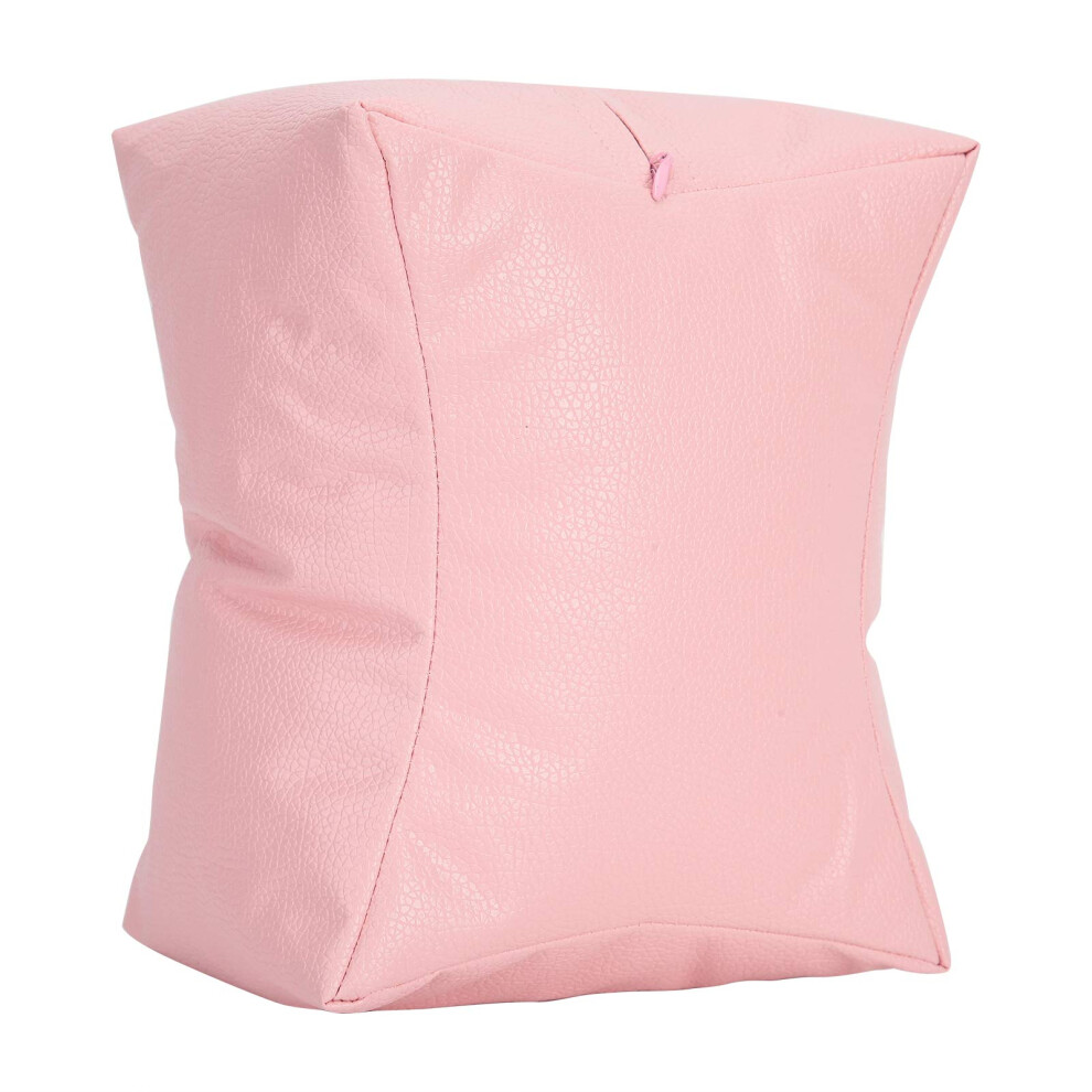 PU Leather Manicure Hand Foot Rest Pillow with Adjustable Height and Shockproof Cushion for Nail Salon Pink