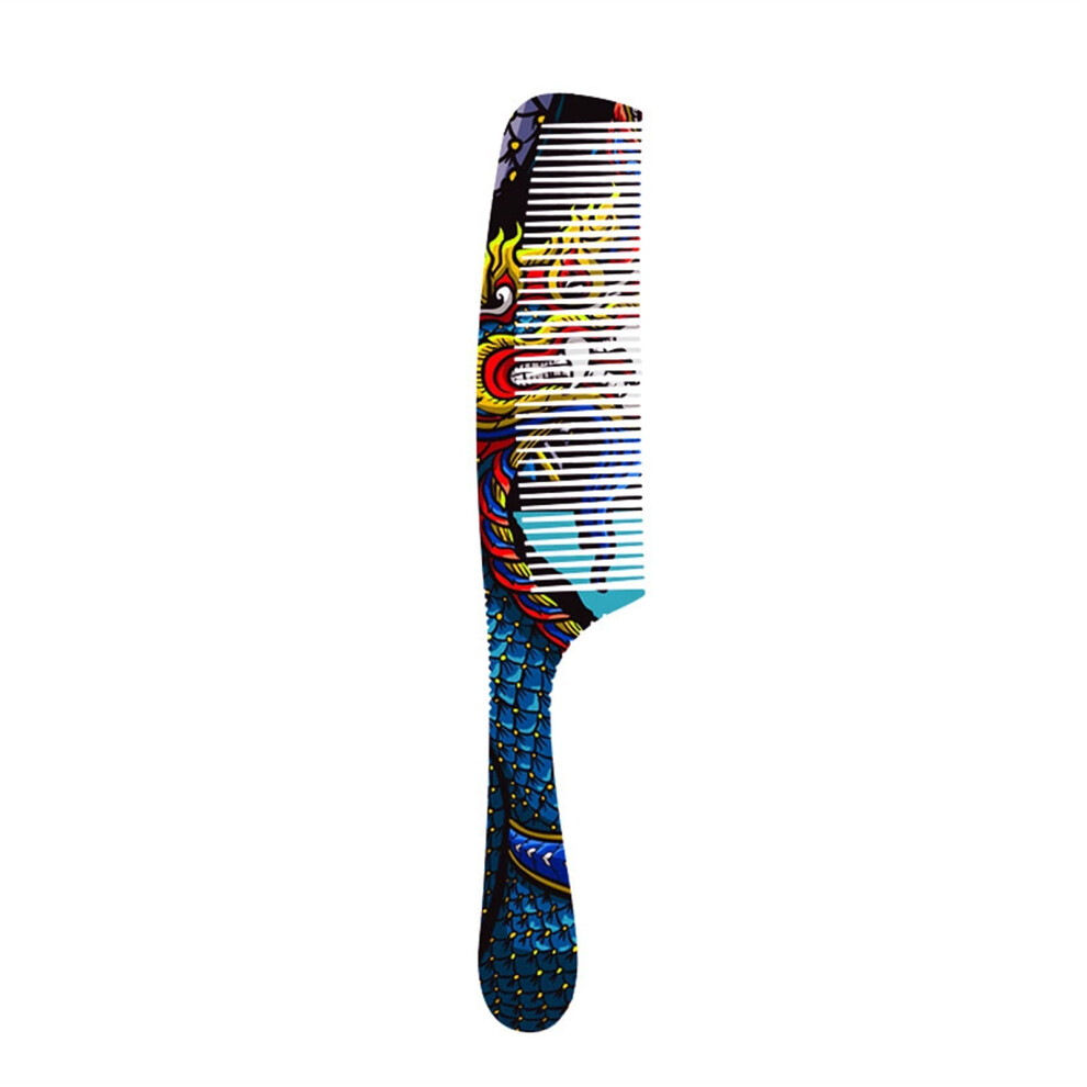 Hair Cutting Comb with Rounded Tip Teeth, Professional Salon Styling Dragon Pattern, Color A