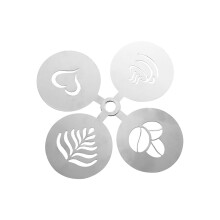 Coffee Stencils Stainless Steel Latte Art Templates Set of 4 for Cake Powder Baking Barista Use