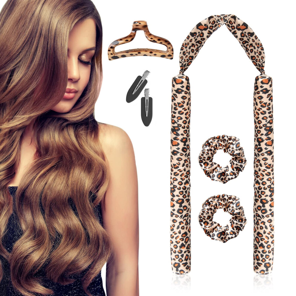Heatless Curling Rod Headband Heatless Hair Curler Kit with Clips and Scrunchie for Overnight Curls