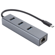 Adaptador Ethernet com portas USB 3.0, hub tipo C com suporte a velocidades Gigabit, retrocompatível, transferência de dados rápida e conexão de