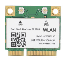 Adaptor WiFi Dual Band 2.4GHz-5GHz pentru laptop, placă WiFi wireless cu 802.11ac și transfer de date de mare viteză, interfață Mini PCI-E cu