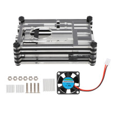 Carcasă acrilică de răcire pentru Raspberry Pi4Model B, carcasă de înaltă performanță cu ventilator și radiatoare, suportă LAN wireless și