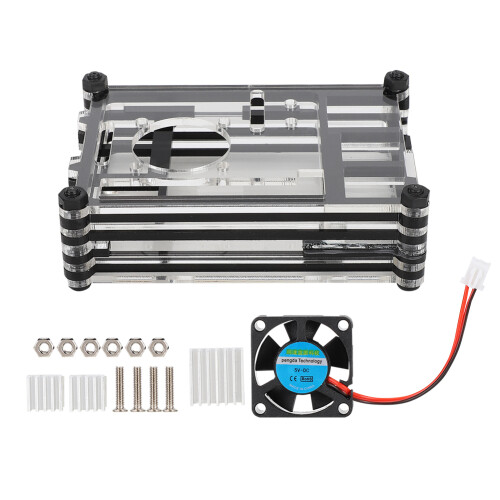 Ακρυλική θήκη ψύξης για Raspberry Pi4Model B, περίβλημα υψηλής απόδοσης με ανεμιστήρα και