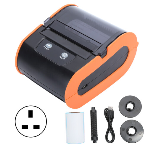 Mobile POS Thermal Printer with Bluetooth USB Connectivity, Compatible with Android iPhone Adjustable Font Size Mini Size Non Slip Design for Small Bu