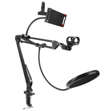 Professional Adjustable Microphone Stand For Studio And Stage Use Excellent Shock Mount Effect Foldable Arm Band Sturdy Material Heavy Duty Mic Stand