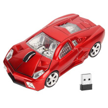 Computer Mouse for PC, Durable Construction Compatible Devices Optical Gaming Mouse with LED Headlights, Sports Car Shaped 1600DPI Wireless Mouse with