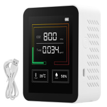Luftqualitätsmonitor für Innenräume, CO2-Messgerät mit LED-Anzeige, Temperatur- und Feuchtigkeitserkennung, Echtzeitüberwachung, intelligentes