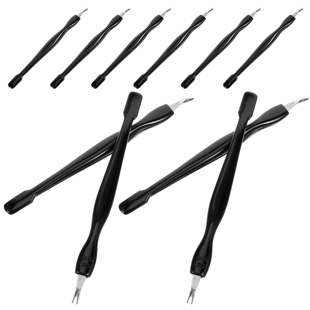 10pcs Stainless Steel Cuticle Pusher and Remover Set with VShaped Trimmer for Manicure Pedicure