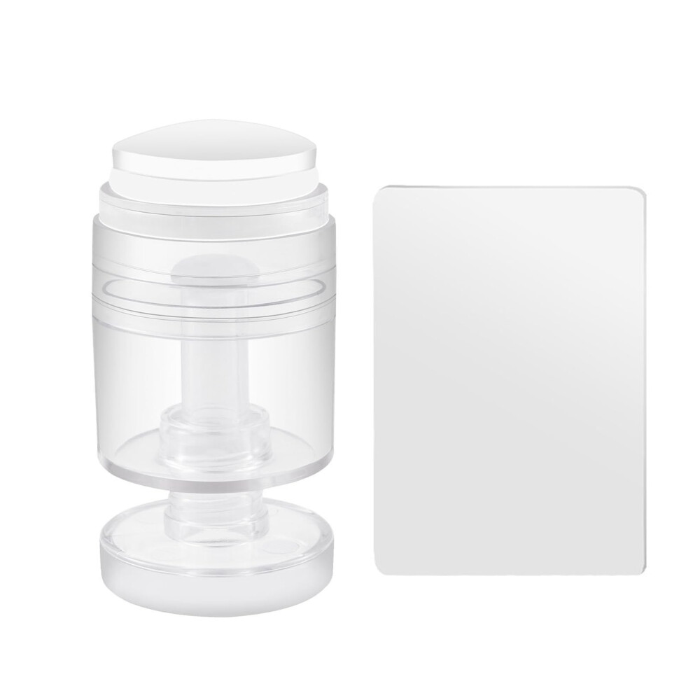 Rotatable Clear Silicone Nail Art Stamper with Scraper for Precise French Tips DIY and Salon