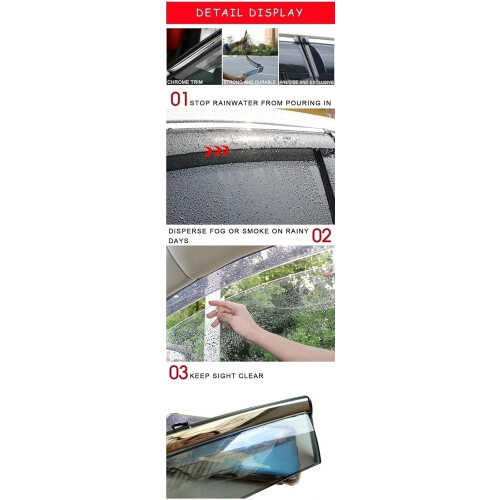 Window Visor Wind Deflectors with Chrome Strips Rain Guards 20212023 1