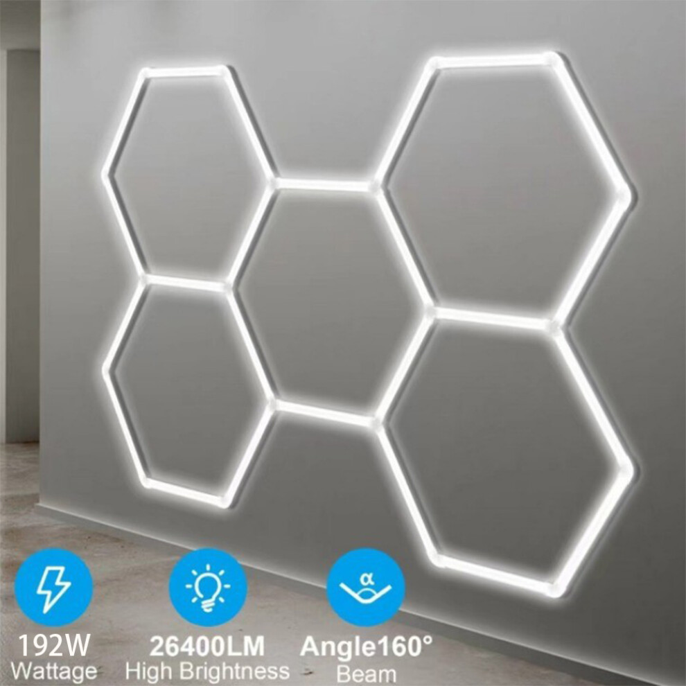 5x Hexagon LED Lighting Car Detail Garage Workshop Retail Light Decor