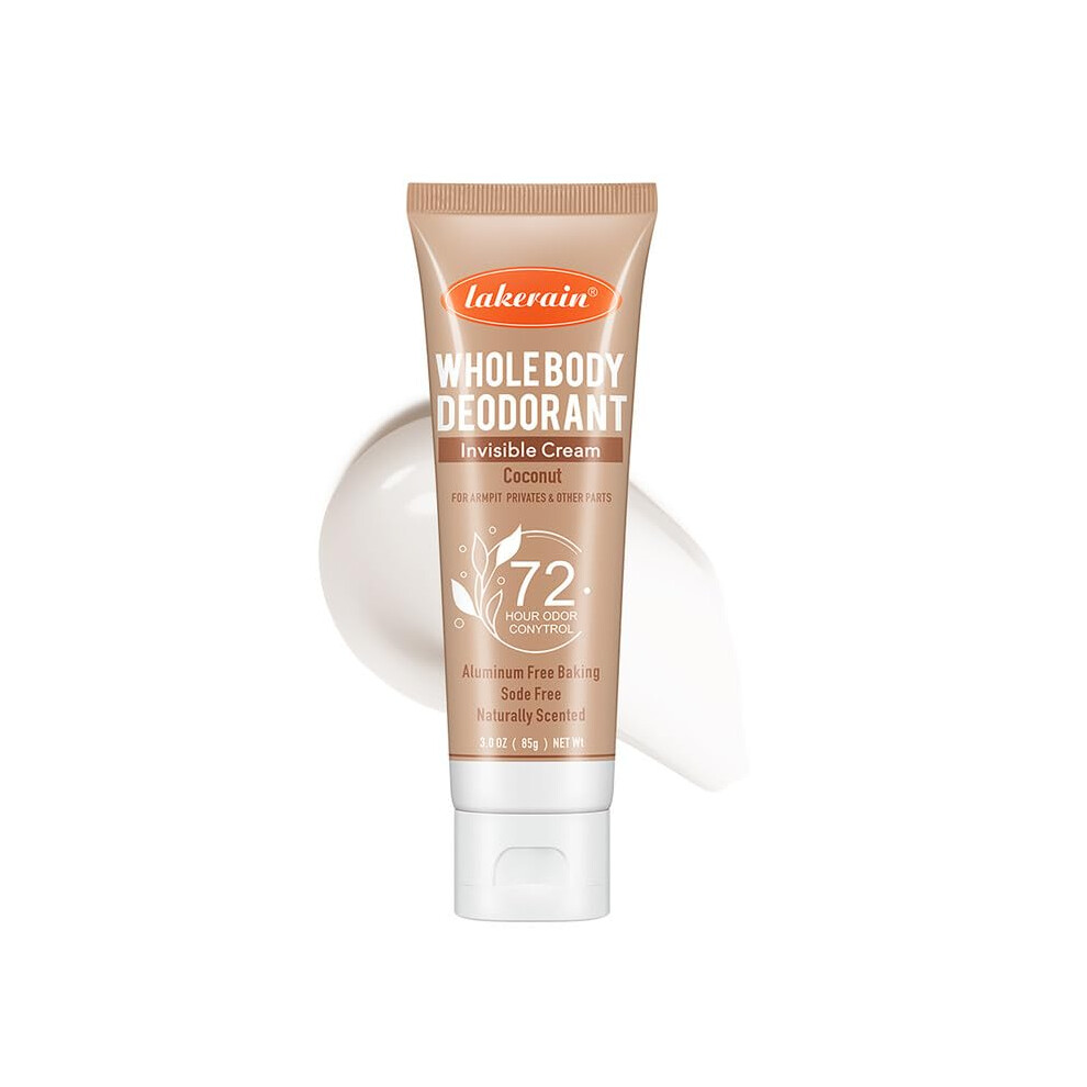 Whole Body Deodorant Lotion 3oz with 72Hour Odor Control and AntiChafing Coconut Scent