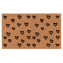 Welcome Doormat Coco Coir Door Mat Gift Black Cute Hearts (24" x 16")