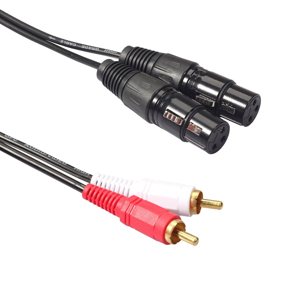 Susuchens 1.5M 2 Rca Male To 2 Xlr 3Pin Female Cannon Audio Cable For Mixer Amplifier 9773935048034