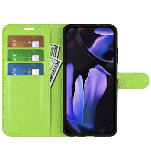 Capa para Google Pixel 9a em couro verde lichia 1