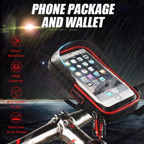Kiplyki Bolsa Impermeável para Guidão Dianteiro de Bicicleta MTB com Suporte para Celular de 6 Polegadas (Atacado)