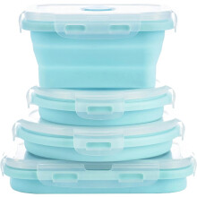 Casewin - Ensemble de 3 boîtes alimentaires pliables en silicone avec couvercles, portables, compatibles micro-ondes et congélateur, idéales pour
