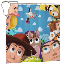 Rideau de douche Toy Story 183 x 183 cm - Imperméable, résistant à la moisissure, occultant, motif patchwork, taille unique