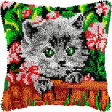 Latch Hook Kits Rug Crochet Yarn Cushion Colour Pre-Printed Canvas Cover Rug Needlework DIY Hook and Latch Kit Home Decoration 43X43cm/17X17inch