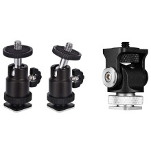 2 Pcs Mini with Hot Shoe Mount Adapter & 1 Pcs Mini Hot Shoe Mount Monitor Microphone Flash Holder