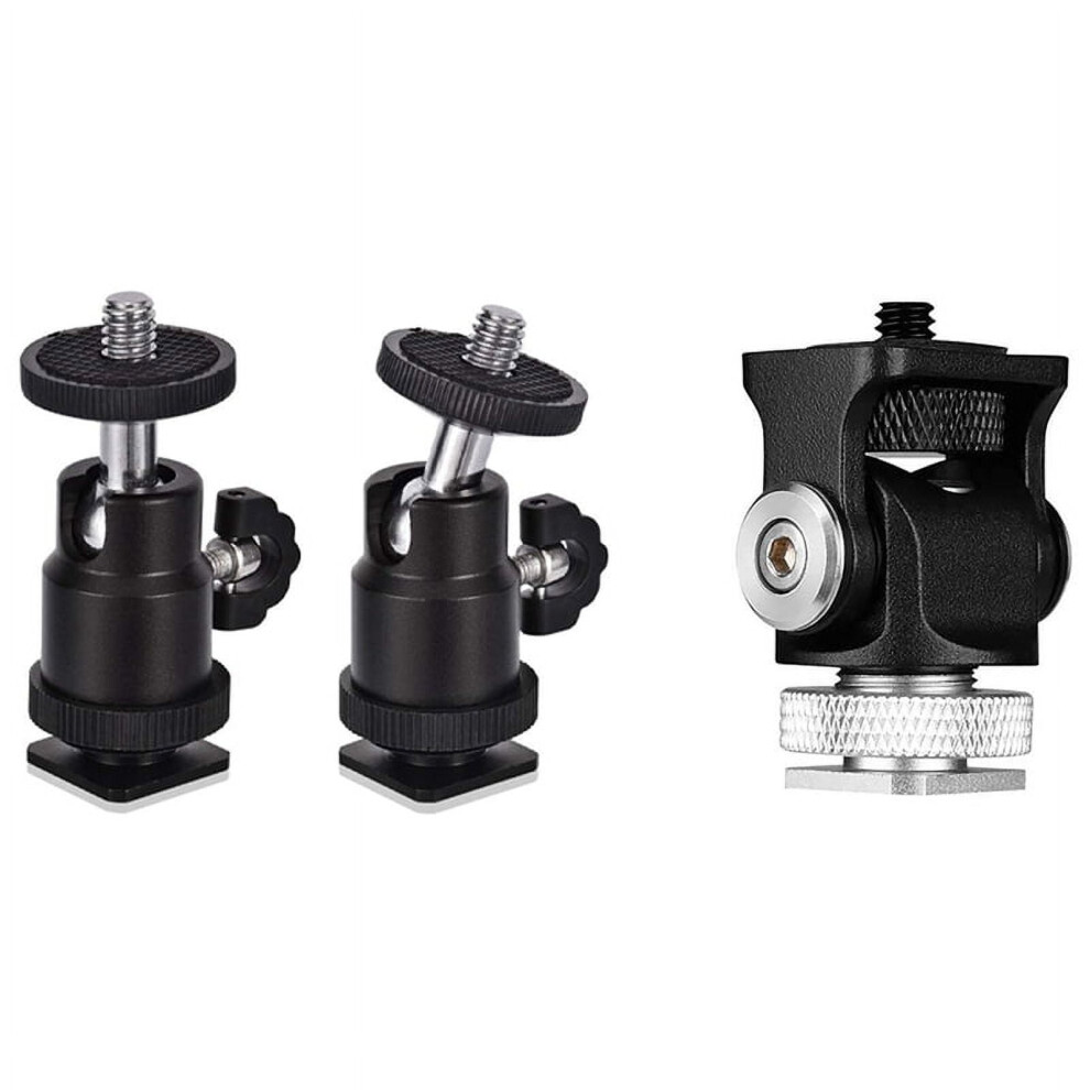 2 Pcs Mini With Hot Shoe Mount Adapter & 1 Pcs Mini Hot Shoe Mount Monitor Microphone Flash Holder Black 9104538839185