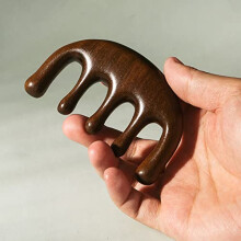 Wooden Wide Tooth Sandalwood Comb with 5 Teeth for Gentle Detangling and Scalp Massage