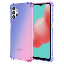 Compatible with Samsung Galaxy A32 - Shockproof Silicone Case Blue/Pink