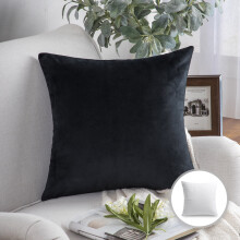 Phantoscope Soft Silky Velvet Series Decorative Throw Pillow, 18" x 18", Black, 1 Pack