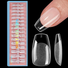 Coffin Nail Tips Soft Gel Half Matte Clear Ultra Fit 320pcs Medium Nail Extensions