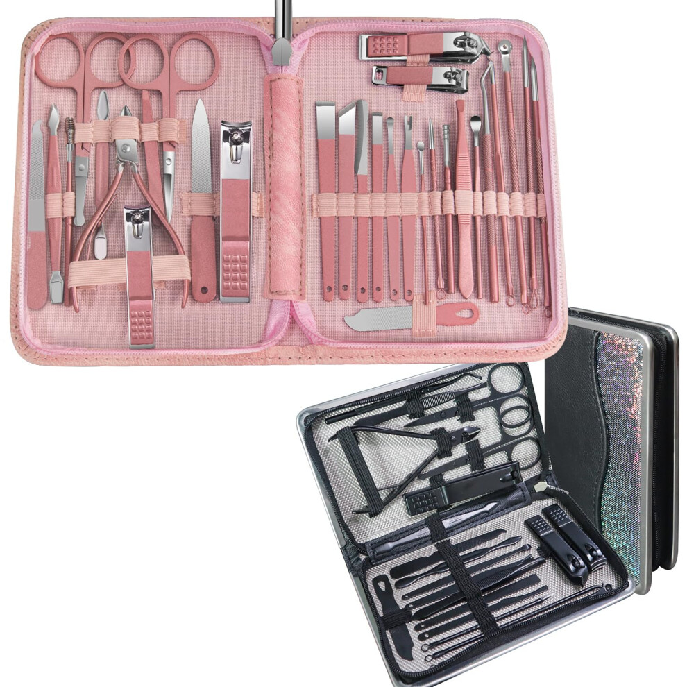 Professional Manicure Set Bundle 30pcs and 20pcs Nail Care Kit for Travel and Grooming
