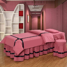 Massage Table Sheet Set Solid Color Linen Skirt Cover for Spa Salon Bed Treatment