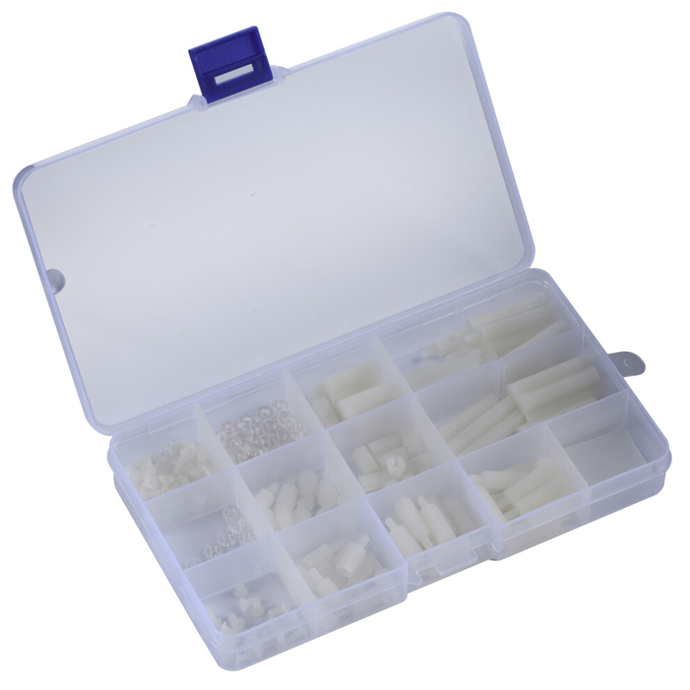 Anticorrosive Nylon Hardware Kit Complete Fastener Set With Standoffs And Washers Screw Nut Assortment In Clear Plastic Storage Box Various Sizes For 9138057886740