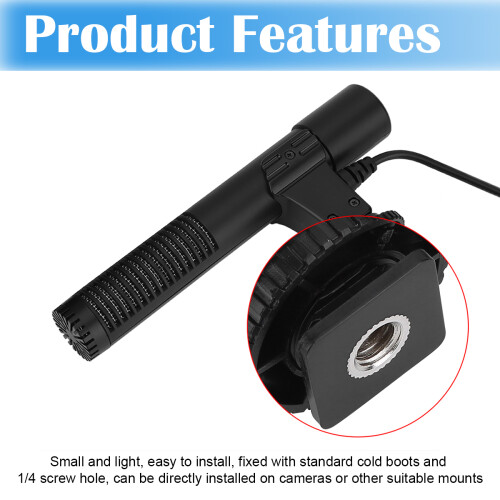 Microfone para vídeo, microfone para vlogs com tecnologia estéreo Mid-Side e altíssima sensibilidade para áudio nítido, microfone para câmera 2